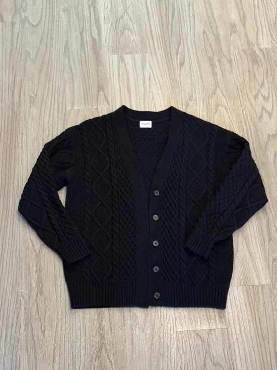 Aritzia Jackets & Blazers - Sunday Best Aritzia Merino Wool Blend Cable Knit Cardigan Black Button Front Swe